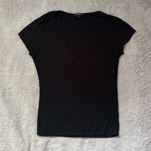 Black Short Sleeve V-Neck Top